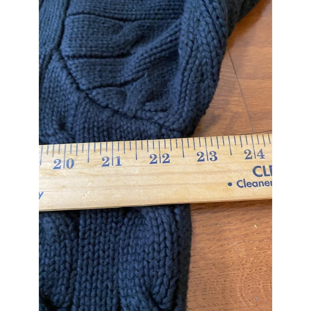 Polo Ralph Lauren Vintage Black Cable Knit V-Neck Cricket Sweater Mens Large‎ L